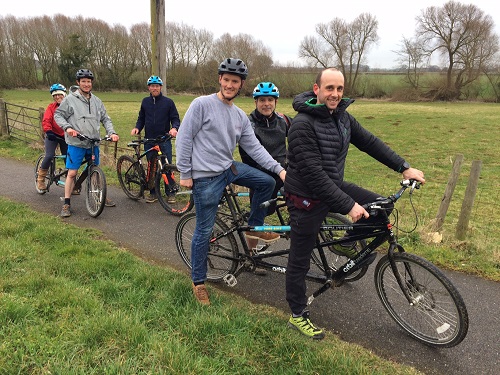 No wind on Saturday so the fleet went tandem bike racing No wind on Saturday so the fleet went tandem bike racing