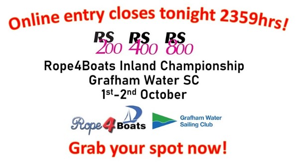 More information on Online entry closes tonight 2359hrs