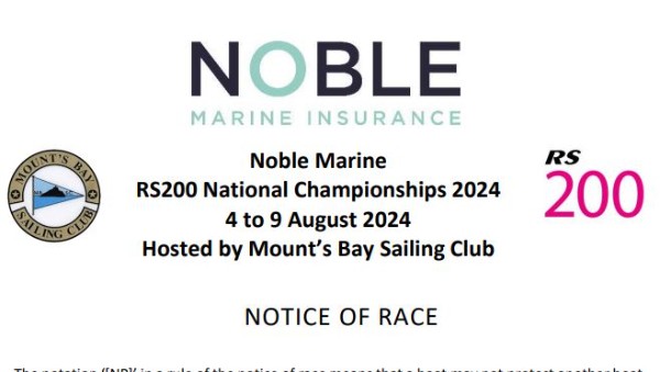 More information on NoR published for Noble Marine RS200 National Championships